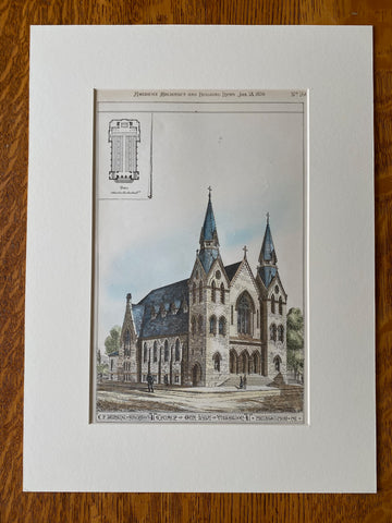 Church of Our Lady Visitation, Philadelphia, PA, 1879, Original Hand Colored -