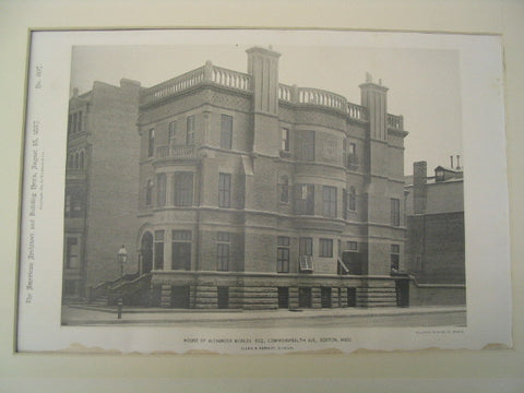 House of Alexander Mosley on Commonwealth Avenue, Boston, MA, 1887, Allen and Kenway