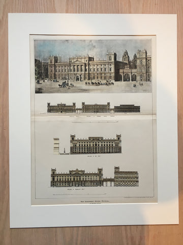 New Government Offices, Whitehall, London, England, 1899, Original Hand Colored