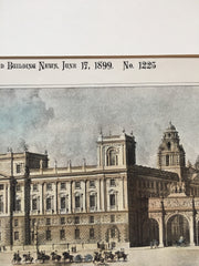New Government Offices, Whitehall, London, England, 1899, Original Hand Colored