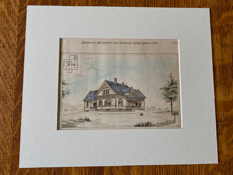 Cottage, West Lebanon, New Hampshire, 1878, Hand Colored Original -