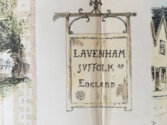 Sketches of Lavenham, Suffolk, England, UK, 1885, Original Hand Colored