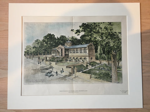 Public Library, Marlborough, MA, 1904, Jenney & Frost, Original Hand Colored