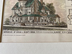 Residence of Oscar L Hascy, Albany, NY, 1879, Hand Colored Original -