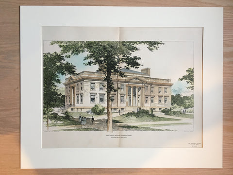 High School, Lexington, MA, 1903, Cooper & Bailey, Original Hand Colored