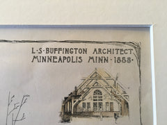 Presbyterian Church, East Minneapolis, MN, 1890, Original, Hand Colored