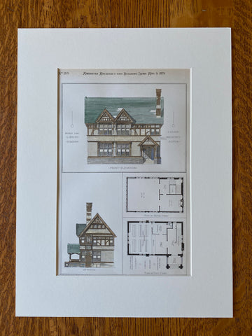 Hingham Library, MA, 1879, C S Luce, Original Hand Colored -