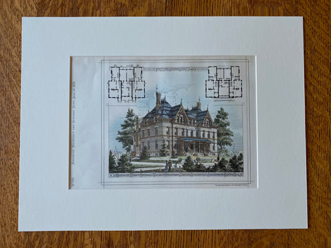 Block of Houses, Walnut Hills, Cincinnati, OH, 1878, Original Hand Colored -