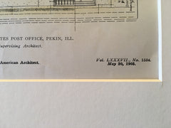 US Post Office, Pekin, IL, 1905, James Knox Taylor, Original, Hand Colored
