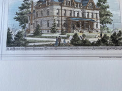 Block of Houses, Walnut Hills, Cincinnati, OH, 1878, Original Hand Colored -
