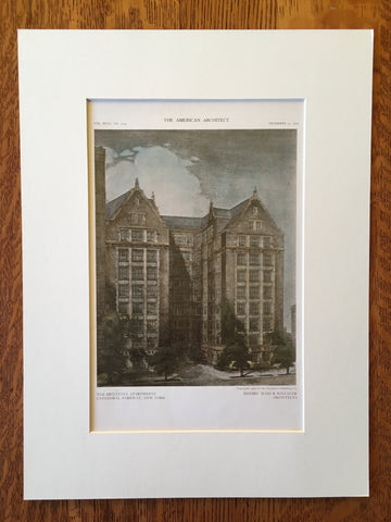 Britannia Apartments, Cathedral Pkwy, NY, 1909, Original, Hand Colored