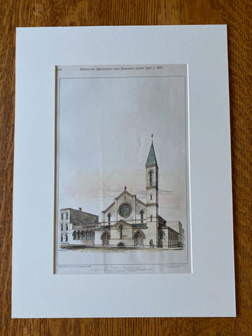Pilgrim Chapel, Brooklyn, Long Island, NY, 1878, Original Hand Colored -