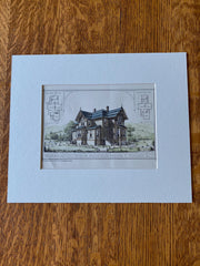 Cottage for Charles Clark, Berkeley, CA, 1878, Original Hand Colored -