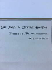 St John the Divine Cathedral, NY, 1889, Parfitt Bros., Hand Colored Original