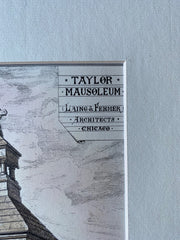 Taylor Mausoleum, Chicago, IL, 1878, Laing & Fehmer, Original Hand Colored -