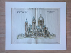 Cathedral of St John the Divine, NY, 1889, Parfitt Bros., Hand Colored Original