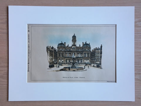 Hotel De Lyons, France, 1889, Hand Colored Original
