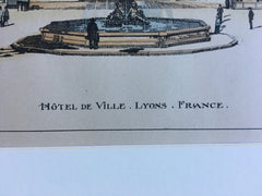 Hotel De Lyons, France, 1889, Hand Colored Original