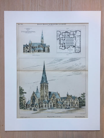 Corporation of Trinity Church, NY, 1889, D M Congdon, Hand Colored Original