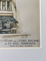 Store Building, St Paul, MN, 1888, Gilbert & Taylor, Original Hand Colored x
