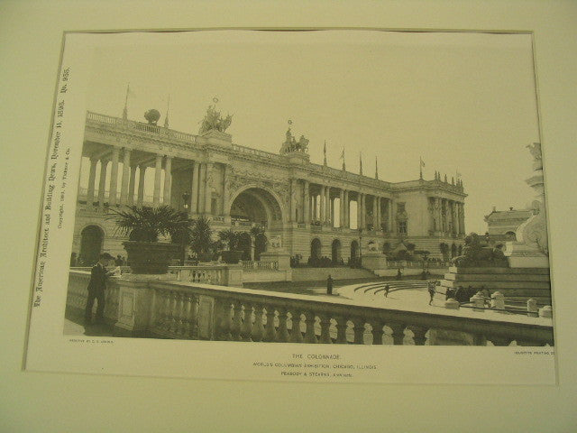 Colonnade at the World's Columbian Exhibition in Chicago, Chicago, IL, 1893, Peabody and Stearns