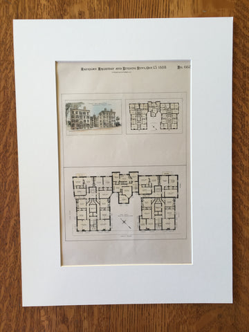 Tenement House, Roxbury, MA, 1888, Bradlee Winslow et al, Original, Hand Colored x