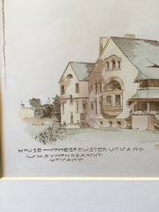 House, H E Brewster, Utica, NY, 1888, W H Symonds, Original, Hand Colored x