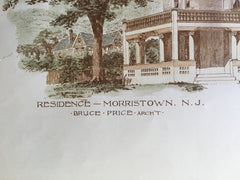 Residence, Morristown, NJ, 1888, Bruce Price, Architect, Original, Hand Colored x