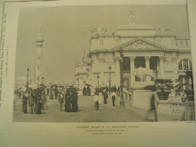 Northwest Pavilion of the Agricultural Building at the World's Columbian Exhibition, Chicago, IL, 1893, McKim, Mead and White