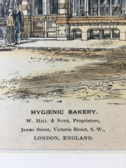 Hygienic Bakery, W Hill & Sons, London, UK, 1888, Thomas Verity, Original Hand-colored x