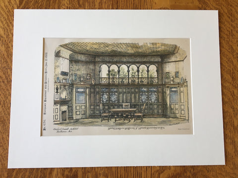 Howard Munnikhuysen Residence, Baltimore, MD, 1888, Original Plan Hand-colored x