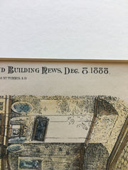 Howard Munnikhuysen Residence, Baltimore, MD, 1888, Original Plan Hand-colored x