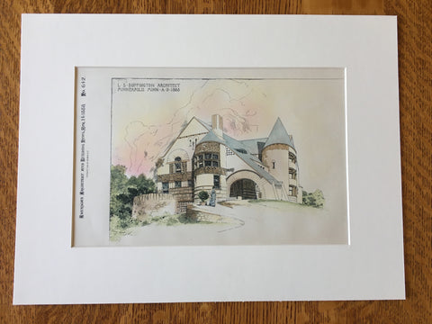 House, Minneapolis, MN, 1888, L S Buffington, Original Plan Hand-colored x