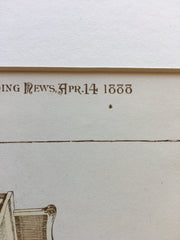 Furniture, Lawrence, Wilde & Co, Boston, MA, 1888, Original Plan Hand-colored x