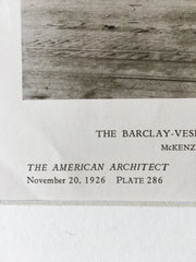 Barclay Vesey Telephone Building, Detail of Entrance, NY, 1926, Lithograph x