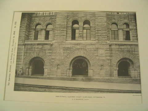 Main Entrance of the Allegheny County Courthouse, Pittsburgh, PA, 1892, H. H. Richardson