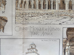 Grand Mosque at Kerwan, Tunis, Tunisia, Africa, 1883, Original Hand Colored -