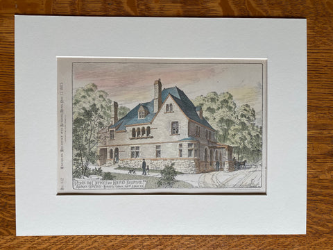 Offices & Residence of Albany Cemetery, Albany, NY, 1883, Original Hand Colored -