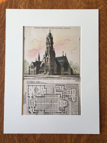 St. Paul's Church, Cleveland, OH, 1876, Ware & Van Brunt, Original, Hand-colored x