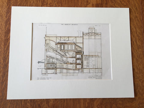 Columbia Theater, San Francisco, CA, 1909, Original Plan Hand-colored x
