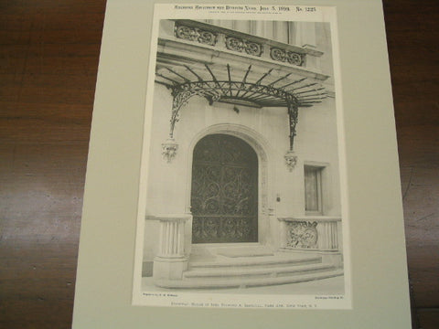 Doorway of the House of Mrs. Richard A Gambrill on Park Avenue, New York, NY, 1899, Trowbridge and Livingston
