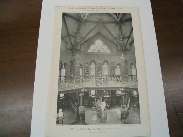 Interior of Reading Room, Princeton University Library, Princeton, NJ, 1898, William A. Potter