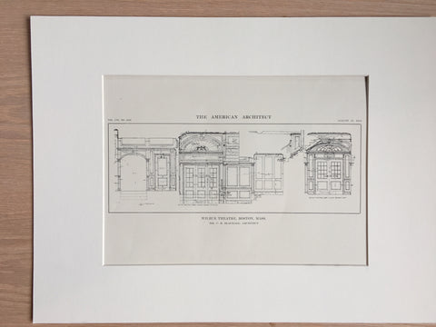 Wilbur Theatre, Main Lobby, Boston, MA, 1914, Blackall, Lithograph x