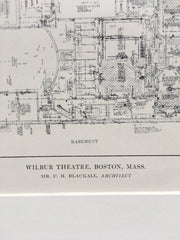 Wilbur Theatre, Balcony Plans, Boston, MA, 1914, Blackall, Lithograph x