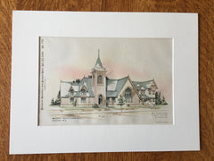 Millville Presbyterian Church, NJ, 1890, Isaac Pursell, Original Hand Colored x