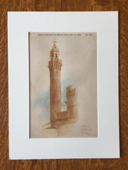 Campanile, Palazzo Comunale, Siena, Italy, 1890, Original Hand Colored x