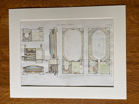 Madison Square Garden, New York, 1911, McKim Mead White, Original Hand Colored -