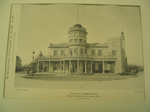 Canadian Government Building at the World's Columbian Exhibition in Chicago, Chicago, IL, 1894, R. E. Edis