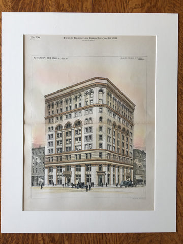 Security Building, St Louis, MO, 1890, Peabody & Stearns, Original Hand Colored x