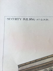 Security Building, St Louis, MO, 1890, Peabody & Stearns, Original Hand Colored x